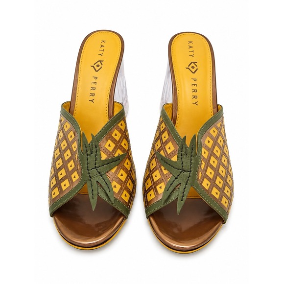 Katy Perry Collections Shoes - Katy Perry The Coolata Yellow Clear Heel Sandal Shoes Size 8.5